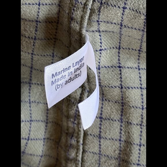 Marine Layer Shirt Large Men Green Blue Long Sleeve Check Print Pocket Button Up - Picture 8 of 8